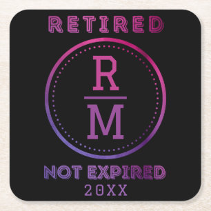 Personalised Monogram Date Retirement Favour Guest Square Paper Coaster