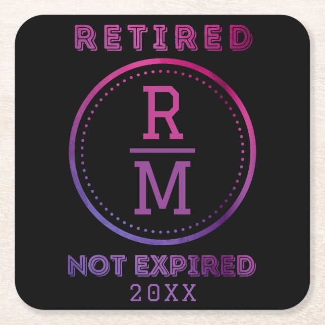 Personalised Monogram Date Retirement Favour Guest Square Paper Coaster (Front)