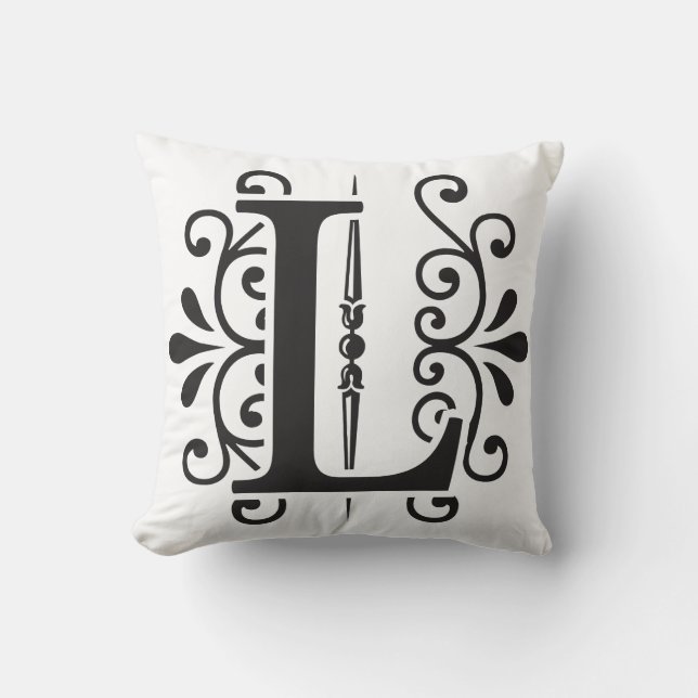 Personalised Monogram Decorative Letter L Cushion (Front)