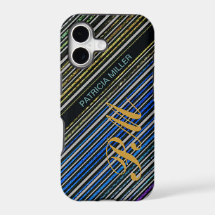 personalised monogram diagonal stripes
