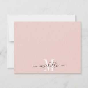 Personalised Monogram Dusty Pink White Script Name Card