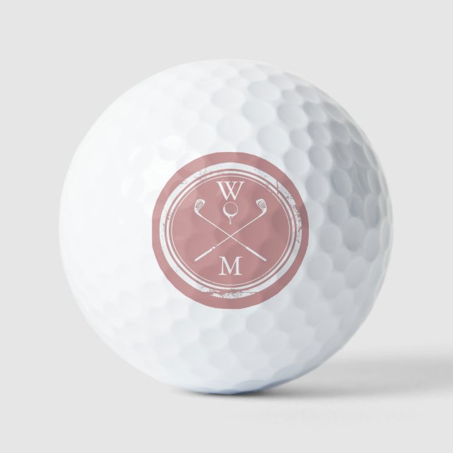 Personalised Monogram Dusty Rose Pink Golf Balls (Front)