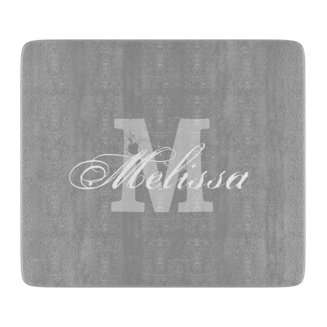 Personalised monogram elegant glass cutting board (Front)