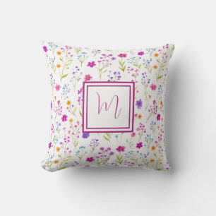 Personalised Monogram – Elegant Modern Floral Cushion