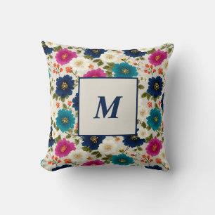 Personalised Monogram – Elegant Modern Floral  Cushion