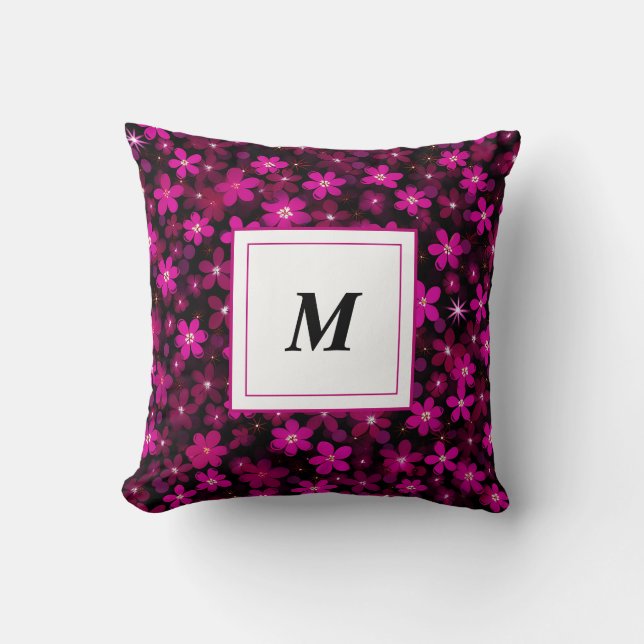 Personalised Monogram - Elegant Modern Floral  Cushion (Front)