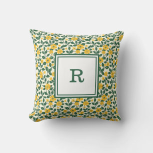 Personalised Monogram - Elegant Modern Floral  Cushion