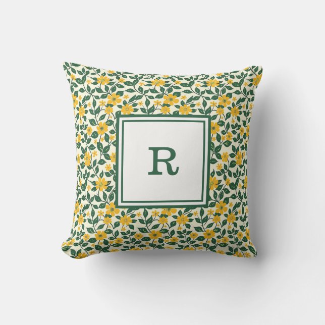Personalised Monogram - Elegant Modern Floral  Cushion (Front)