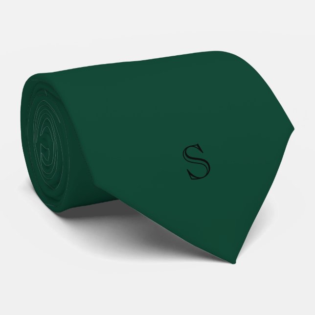 Personalised Monogram Emerald Green Black  Tie (Rolled)