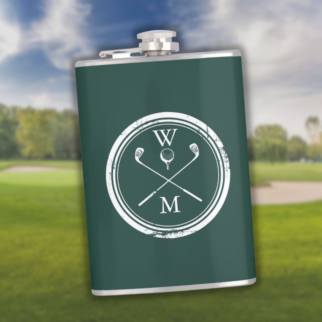Personalised Monogram Emerald Green Golf  Hip Flask (Creator Uploaded)