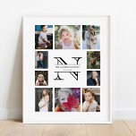 Personalised Monogram Family 10 Photo Collage Poster<br><div class="desc">Modern and elegant design printed Personalised Monogram Family 10 Photo Collage Poster that can be customised with your text. Check out the Graphic Art Design store for other products that match this design!</div>