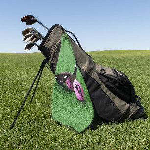 Personalised Monogram Fancy Script Pink Golf Ball Golf Towel