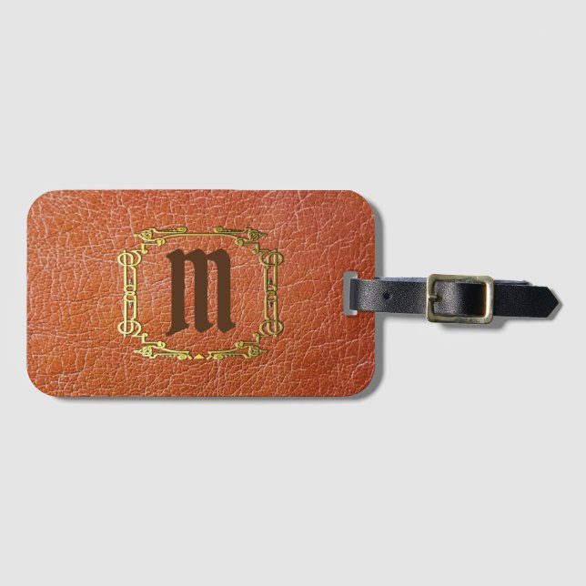 Personalised Monogram Faux Leather Luggage Tag (Front Horizontal)