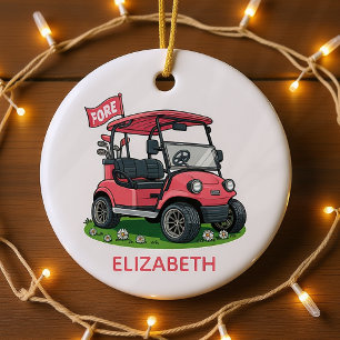 Personalised Monogram Feminine Golf Cart Ceramic Ornament