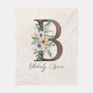 Personalised Monogram Fleece Blanket, Initial B