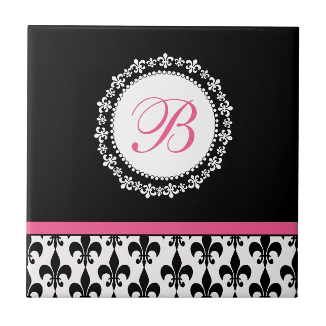 Personalised Monogram Fleur de Lis Tile (Front)