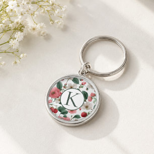 Personalised Monogram Floral Berry Key Ring