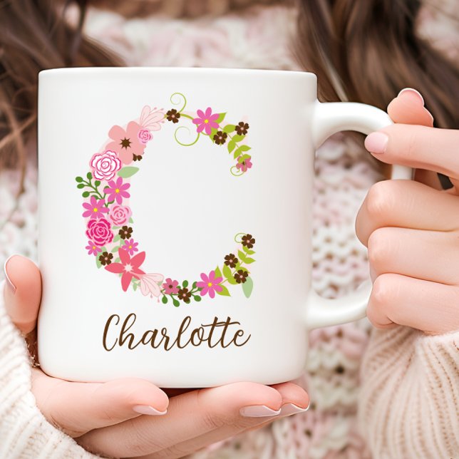 Personalised Monogram Floral Letter C Coffee Mug (Personalized Monogram Floral Letter C Coffee Mug)