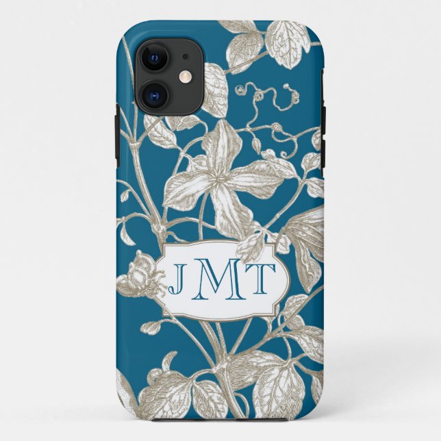 Personalised Monogram, Flowering Vine Botanical Case-Mate iPhone Case (Back)