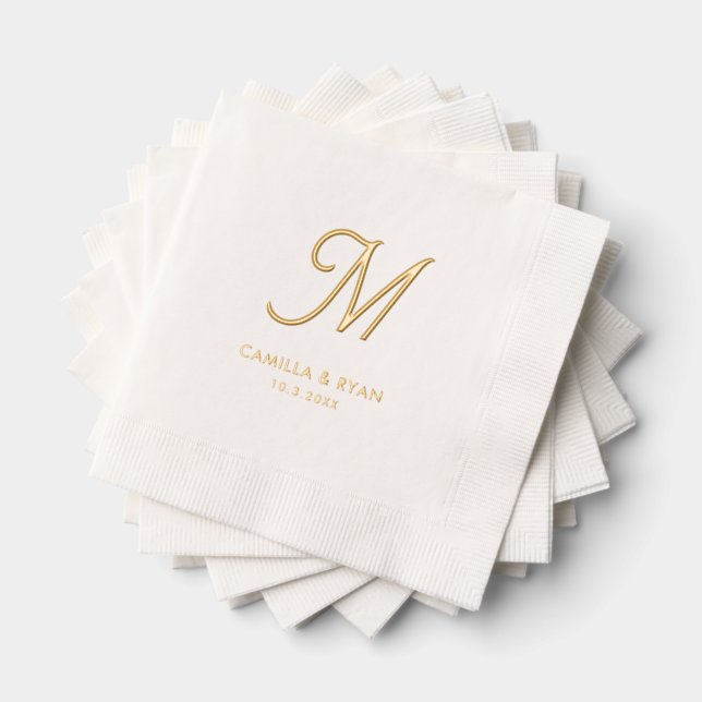 Personalised Monogram Foil Stamped Wedding Napkins (Insitu (Stacked))