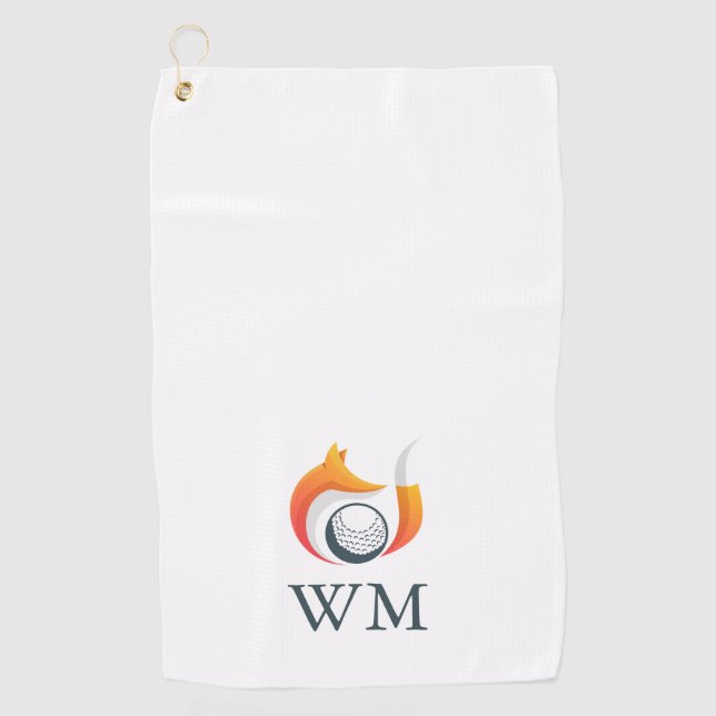 Personalised Monogram Fox And Ball  Golf Towel (Front)