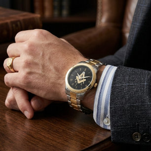 Personalised Monogram Freemason Gifts Black & Watch