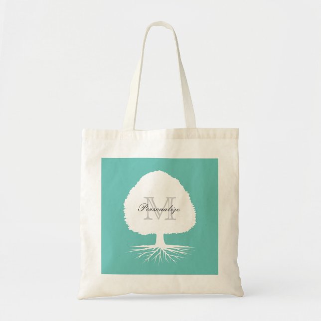 Personalised monogram genealogy tote bag with tree (Front)