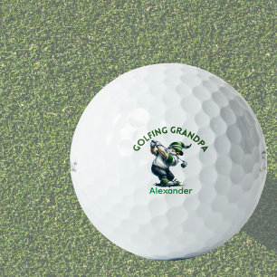 Personalised Monogram Gnome Golfing Grandpa  Golf Balls