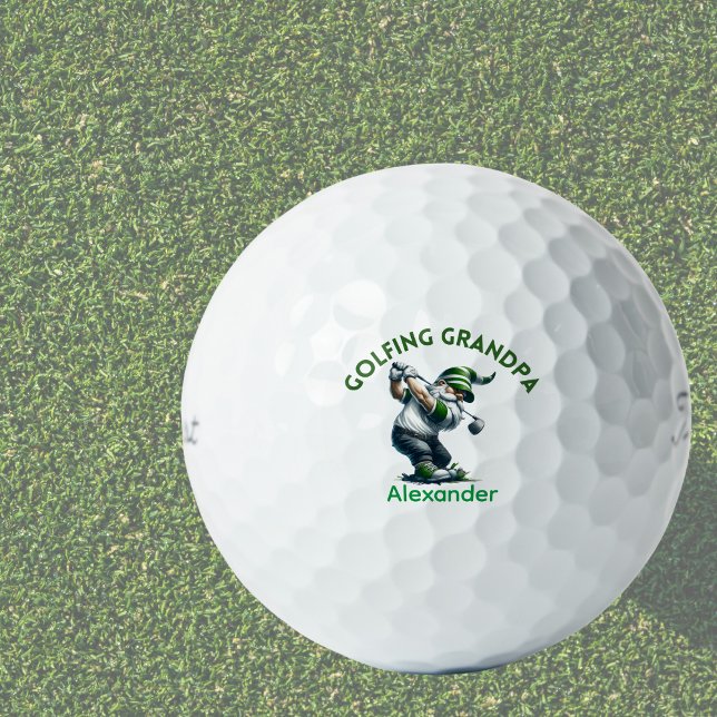 Personalised Monogram Gnome Golfing Grandpa  Golf Balls (Creator Uploaded)
