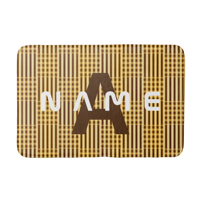 Personalised Monogram Gold Luxury Elegant Abstract Bath Mat (Front)