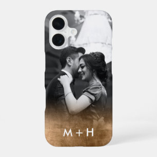 Personalised Monogram Gold Ombre Photo iPhone 16 Case