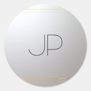 Personalised Monogram Gold Silver Template Initial Classic Round Sticker