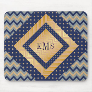 Personalised Monogram Golden Nautical Mousepad