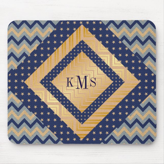 Personalised Monogram Golden Nautical Mousepad (Front)