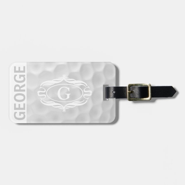 Personalised Monogram Golf Ball Luggage Tag (Front Horizontal)