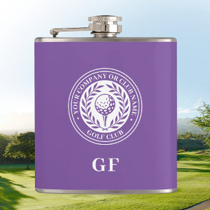 Personalised Monogram Golf Club Name Purple Flask