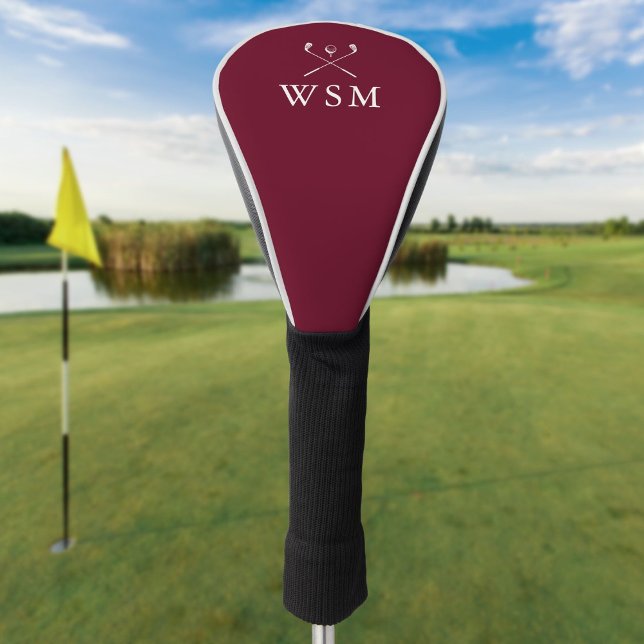 Personalised Monogram Golf Clubs Burgundy Red Golf Head Cover (Personalized Monogram Golf Clubs Burgundy Red Golf Head Cover)