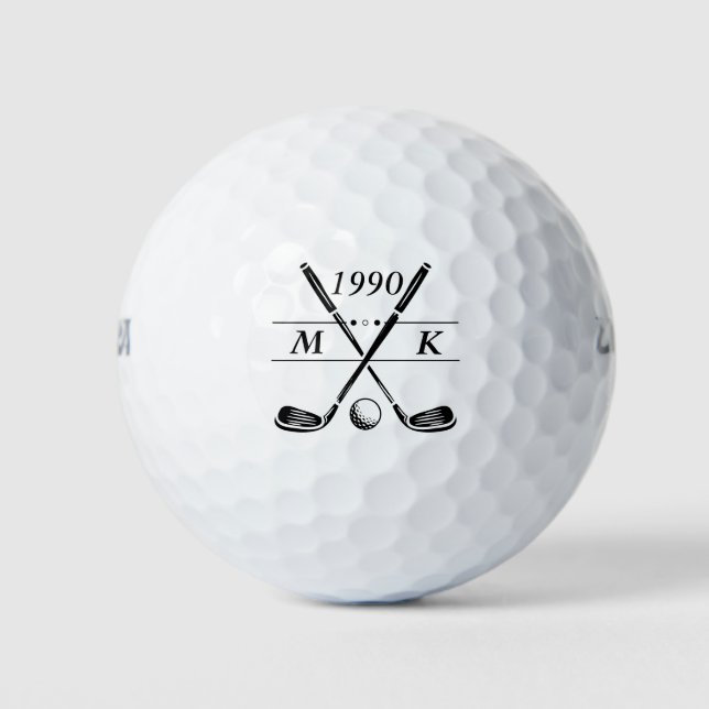 Personalised Monogram Golf Clubs Golf Balls (Front)