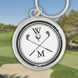 Personalised Monogram Golf Clubs Key Ring