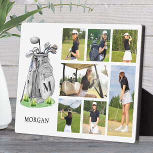 Personalised Monogram Golf Photo Collage Plaque