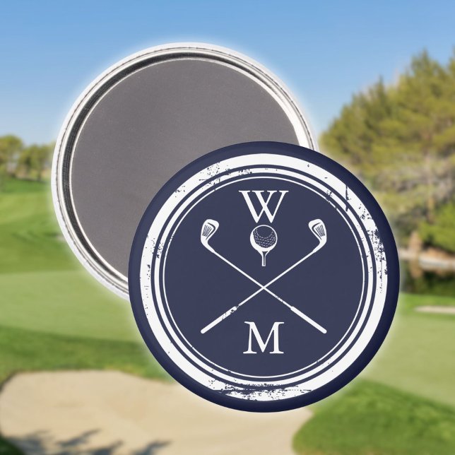 Personalised Monogram Golf Royal Blue Magnet (Personalized Monogram Golf Royal Blue Magnet)