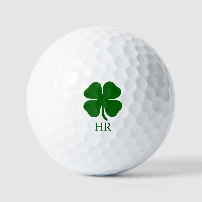 Personalised Monogram Green Clover Golf Balls (Front)