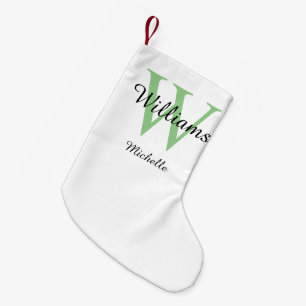 Personalised Monogram Green Small Christmas Stocking