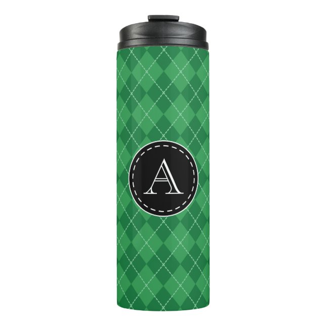 Personalised Monogram Green Travel Coffee Tumbler (Front)