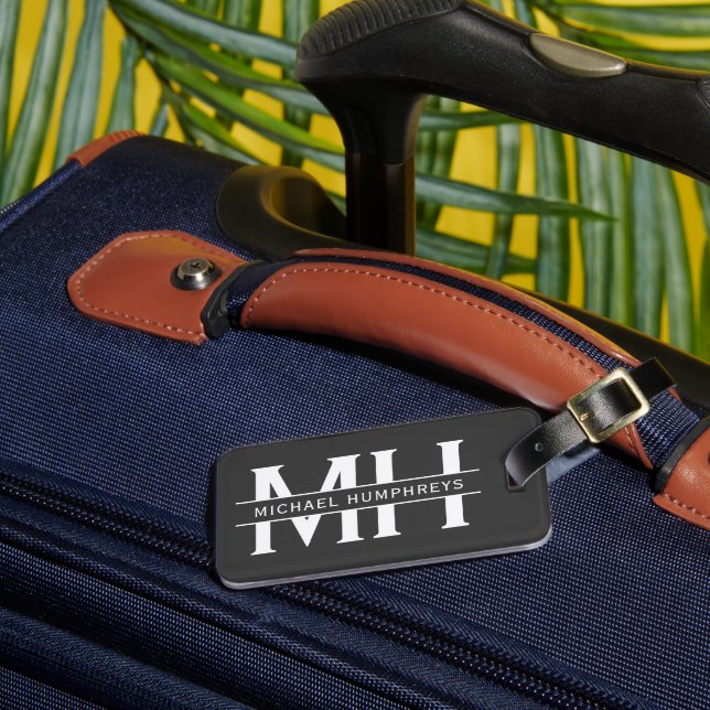 Personalised Monogram Grey Luggage Tag (Front Insitu 3)