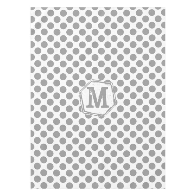 Personalised Monogram Grey Polka Dot Pattern Tablecloth (Front)