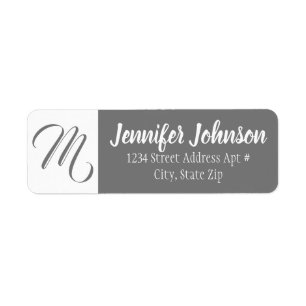 Personalised Monogram Grey Return Address Envelope Label