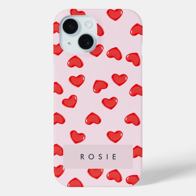Personalised Monogram Heart Lolipop Valentines Case-Mate iPhone Case (Back)