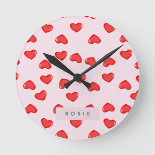 Personalised Monogram Heart Lolipop Valentines Round Clock