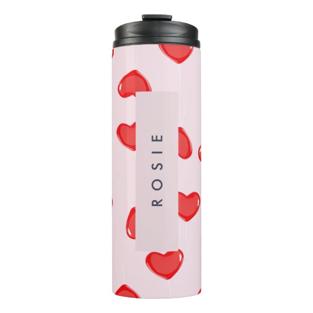 Personalised Monogram Heart Lolipop Valentines Thermal Tumbler (Front)